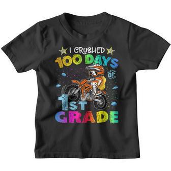 I Crushed 100 Days Of 1St Grade Dirt Bike Backpack For Boys Youth T-shirt - Thegiftio UK