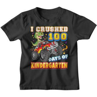 I Crushed 100 Days Of Kindergarten 100Th Day School Monster Youth T-shirt - Thegiftio UK