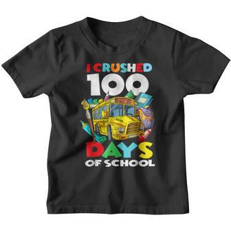 I Crushed 100 Days Of School 100Th Day Of School Girls Boys Youth T-shirt - Thegiftio UK