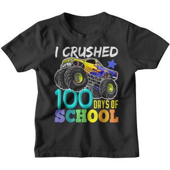 I Crushed 100 Days Of School Boys Monster Truck V2 Youth T-shirt - Thegiftio UK