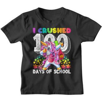 I Crushed 100 Days Of School Dabbing Unicorn Gift For Girls Youth T-shirt - Thegiftio UK