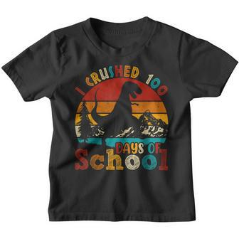 I Crushed 100 Days Of School Funny Dinosaur T Rex Boys Kids V2 Youth T-shirt - Seseable