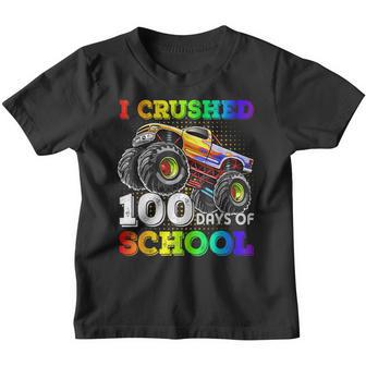 I Crushed 100 Days Of School Monster Truck For Boys V3 Youth T-shirt - Thegiftio UK
