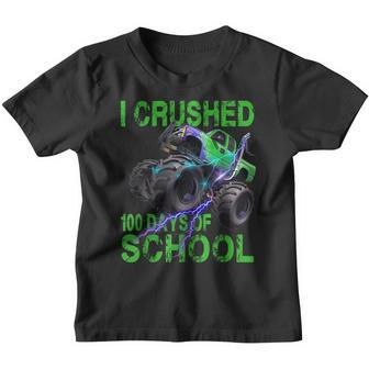 I Crushed 100 Days Of School Monster Truck Kids Boys Youth T-shirt | Mazezy