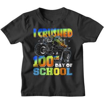 I Crushed 100Th Day Of School Monster Truck Boy Kids Toddler Youth T-shirt - Thegiftio UK