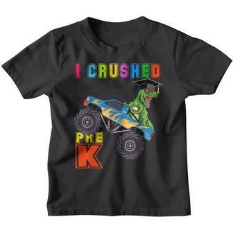 I Crushed Pre-K T-Rex Monster Truck Graduation Cap Youth T-shirt - Thegiftio UK