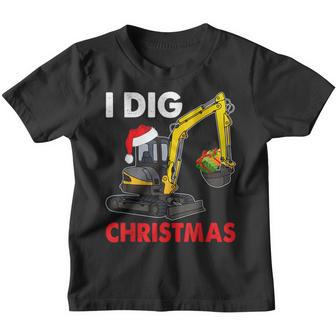 I Dig Christmas Excavator Xmas Pjs Christmas Kids Pajamas Youth T-shirt - Thegiftio UK