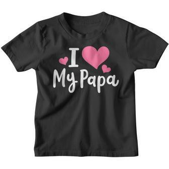 I Love My Papa Awesome Heart Dad Fathers Day Cool Kids Youth T-shirt - Thegiftio UK