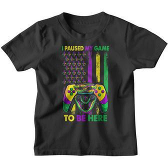 I Paused My Game To Be Here Video Game Beads Mardi Gras Youth T-shirt - Thegiftio