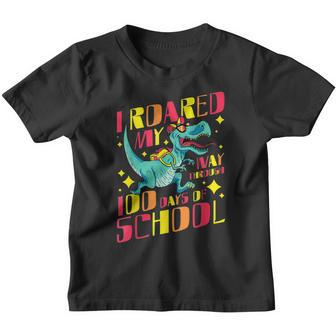 I Roared My Way Through 100 Days Of School Dinosaur Youth T-shirt - Thegiftio UK