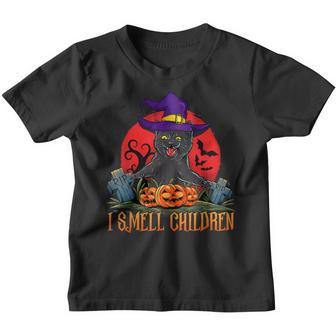 I Smell Children Halloween Costume Black Cat Witch Youth T-shirt - Thegiftio UK