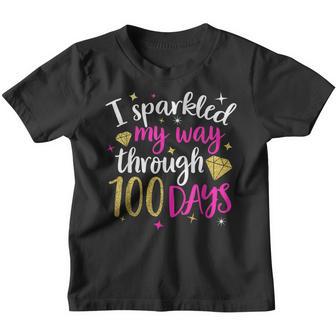 I Sparkling My Way Through 100 Days Of School Toddler Girls Youth T-shirt - Thegiftio UK