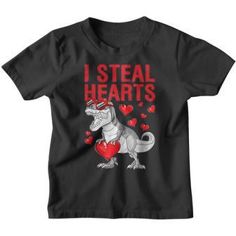 I Steal Hearts T-Rex Dino Cute Baby Boy Valentines Day Youth T-shirt - Thegiftio UK