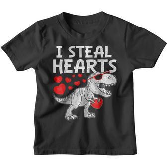 I Steal Hearts Valentines Day Funny Dinosaur T Rex Boys Kids Youth T-shirt - Thegiftio UK