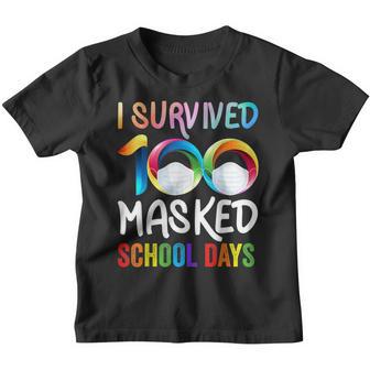I Survived 100 Days Of School Masked Football Soccers Kids Youth T-shirt - Thegiftio UK