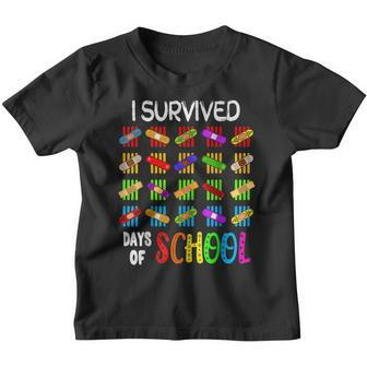 I Survived 100 Days Of School Teacher & Kids Gift Band Aid Youth T-shirt - Seseable
