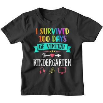 I Survived 100 Days Of Virtual Kindergarten Teacher Kid Gift Youth T-shirt - Seseable