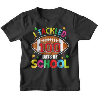 I Tackled 100 Day Of School Football Boy 100 Days Of School Youth T-shirt - Thegiftio UK