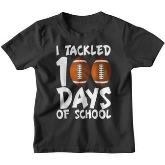 I Tackled 100 Days Of School Football 100Th Day Gifts Boys V5 Youth T-shirt - Thegiftio UK