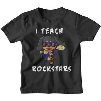 I Teach Rockstars Funny Back To School Music Teacher Dog Youth T-shirt - Thegiftio UK