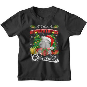 I Want A Hippopotamus For Christmas Cute Hippo For Kids Boys Youth T-shirt - Thegiftio UK
