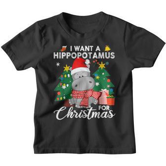 I Want A Hippopotamus For Christmas Cute Hippo Kids Boy Girl Youth T-shirt - Thegiftio UK