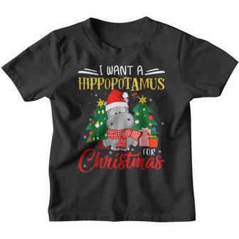 I Want A Hippopotamus For Christmas Kid X Mas Hippo Youth T-shirt - Thegiftio UK