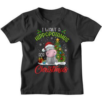I Want A Hippopotamus For Christmas Kid Xmas Hippo Christmas Youth T-shirt - Thegiftio UK