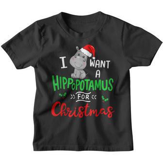 I Want A Hippopotamus For Christmas Xmas Cute Hippo Cute Kid Youth T-shirt - Thegiftio UK
