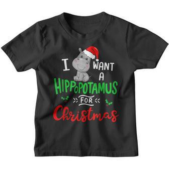 I Want A Hippopotamus For Christmas Xmas Cute Hippo Kid Youth T-shirt - Thegiftio UK
