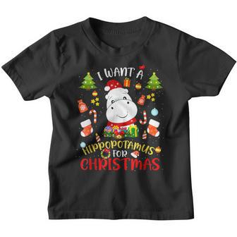 I Want A Hippopotamus For Christmas Xmas Hippo For Kid V6 Youth T-shirt - Thegiftio UK