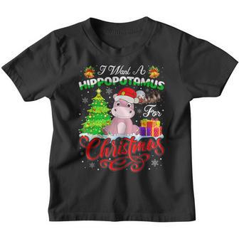 I Want A Hippopotamus For Christmas Xmas Hippo For Kid V7 Youth T-shirt - Thegiftio UK