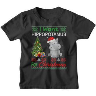 I Want A Hippopotamus For Christmas Xmas Hippo For Kid Women V10 Youth T-shirt - Thegiftio UK