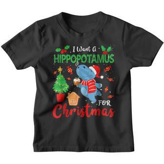 I Want A Hippopotamus For Christmas Xmas Hippo For Kid Women V2 Youth T-shirt - Thegiftio UK