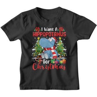 I Want A Hippopotamus For Christmas Xmas Hippo For Kid Women V24 Youth T-shirt - Thegiftio UK
