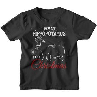 I Want A Hippopotamus For Christmas Xmas Hippo For Kid Women V27 Youth T-shirt - Thegiftio UK