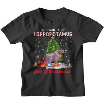 I Want A Hippopotamus For Christmas Xmas Hippo For Kid Women V32 Youth T-shirt - Thegiftio UK