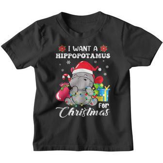 I Want A Hippopotamus For Christmas Xmas Hippo For Kid Women V33 Youth T-shirt - Thegiftio UK