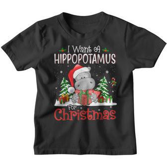 I Want A Hippopotamus For Christmas Xmas Hippo For Kid Women V36 Youth T-shirt - Thegiftio UK