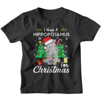 I Want A Hippopotamus For Christmas Xmas Hippo For Kid Women V40 Youth T-shirt - Thegiftio UK
