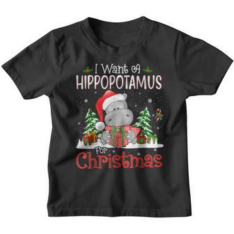 I Want A Hippopotamus For Christmas Xmas Hippo For Kid Women V42 Youth T-shirt - Thegiftio UK
