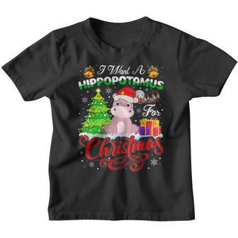 I Want A Hippopotamus For Christmas Xmas Hippo For Kid Women V43 Youth T-shirt - Thegiftio UK