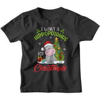 I Want A Hippopotamus For Christmas Xmas Hippo For Kid Women V46 Youth T-shirt - Thegiftio UK