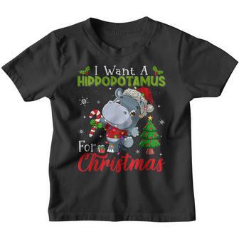 I Want A Hippopotamus For Christmas Xmas Hippo For Kid Women V48 Youth T-shirt - Thegiftio UK