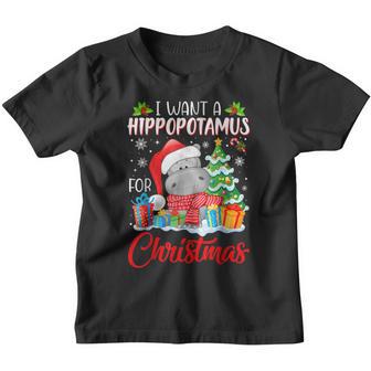 I Want A Hippopotamus For Christmas Xmas Hippo For Kid Women V49 Youth T-shirt - Thegiftio UK