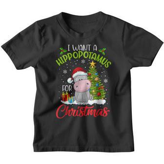 I Want A Hippopotamus For Christmas Xmas Hippo For Kid Women V52 Youth T-shirt - Thegiftio UK
