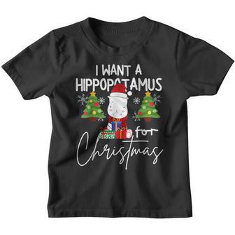 I Want A Hippopotamus For Christmas Xmas Hippo For Kid Women V54 Youth T-shirt - Thegiftio UK