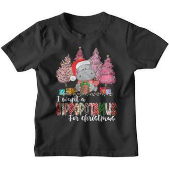 I Want A Hippopotamus For Christmas Xmas Hippo For Kid Women V55 Youth T-shirt - Thegiftio UK