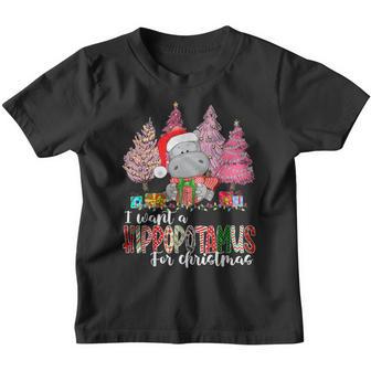 I Want A Hippopotamus For Christmas Xmas Hippo For Kid Women V56 Youth T-shirt - Thegiftio UK