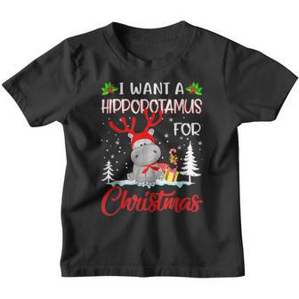 I Want A Hippopotamus For Christmas Xmas Hippo Gift For Kids V2 Youth T-shirt - Thegiftio UK